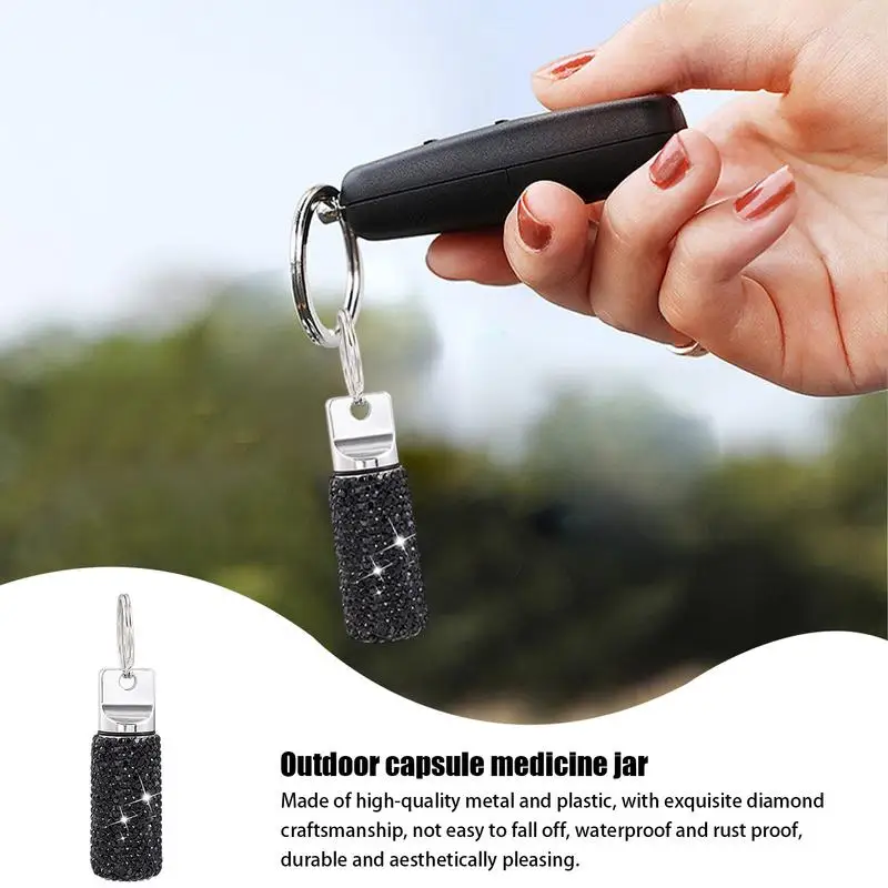 Keychain Pill Holder Mini Pocket Pill Case Travel Container Pocket Case Metal Travel Organizer