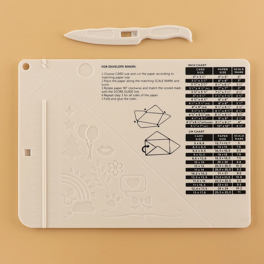 6.4 x 8.5 Mini Score Board Multifunctionele Scoring Board Envelop Maker met Bone Map en Gids voor Kaarten Maken en Papier Ambachten Kunst Projecten Multifunctionele Scoring Board & Score en Vouw