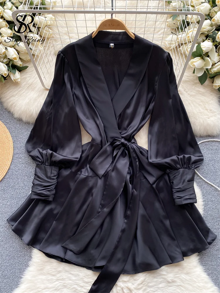 SINGREINY Women Senior Satin Sexy Dress 2024 New Fashion