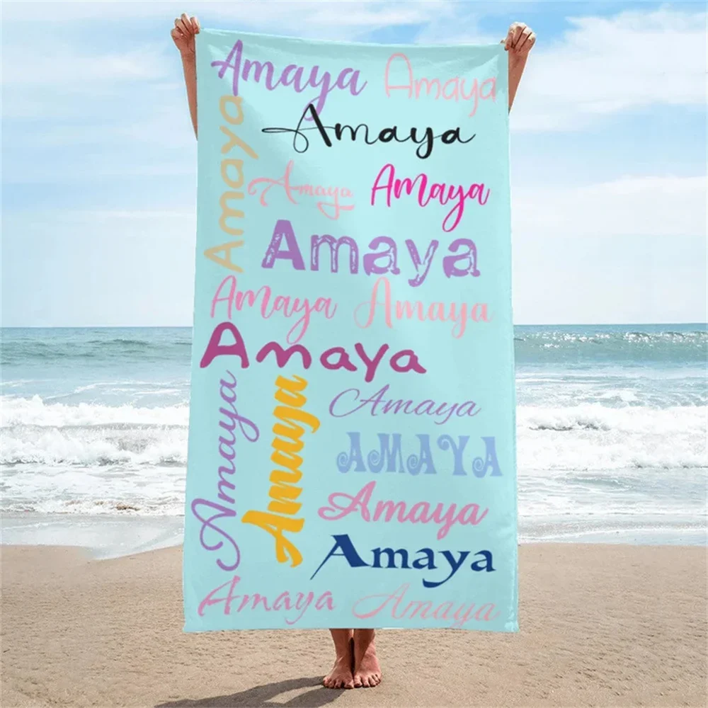 Custom Name Blue Beach Towel 4 | Custom Name Blue Beach Towel 3