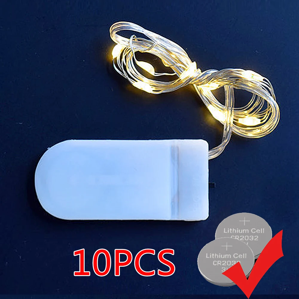 10PCSWithCR2032ButtonBatteryLedFairyLights1M2M3M5MString