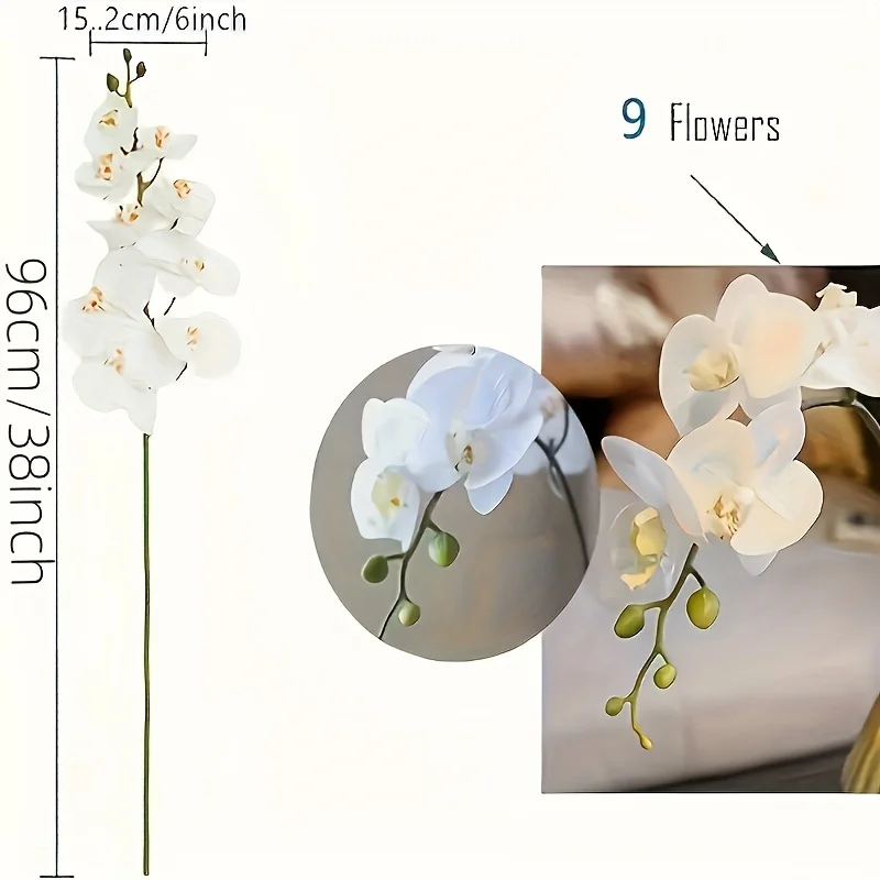 2 Stück 9-köpfige Blumen 38 Zoll Künstliche Schmetterlingsorchideen-Bouquets Kunstblumen für Hochzeitsdekoration Heim Garten Raumdekoration – Detail 4