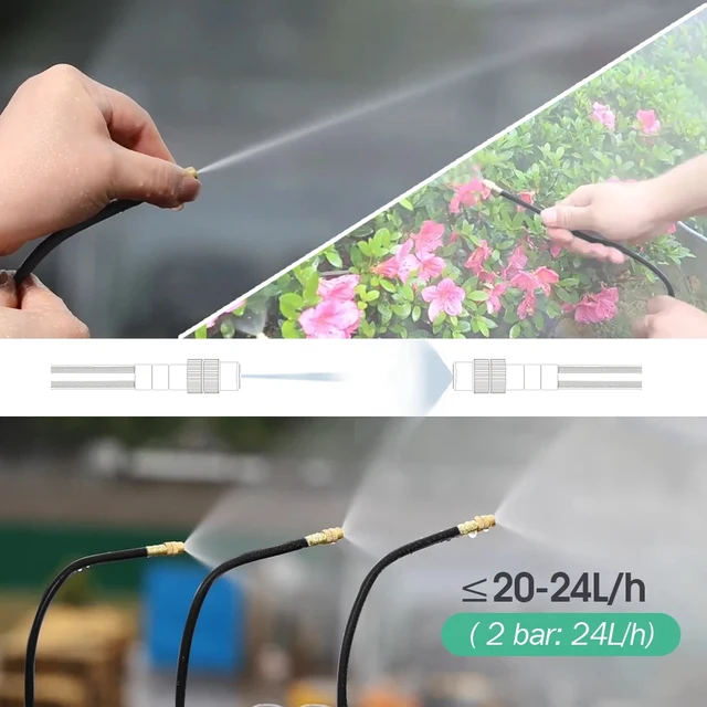 20-5m 3/8" 9/12mm Misting Cooling System 360° Free-bend Brass Nozzle Adjustable Atomizer Sprayer Garden Irrigation 80mesh Filter 4