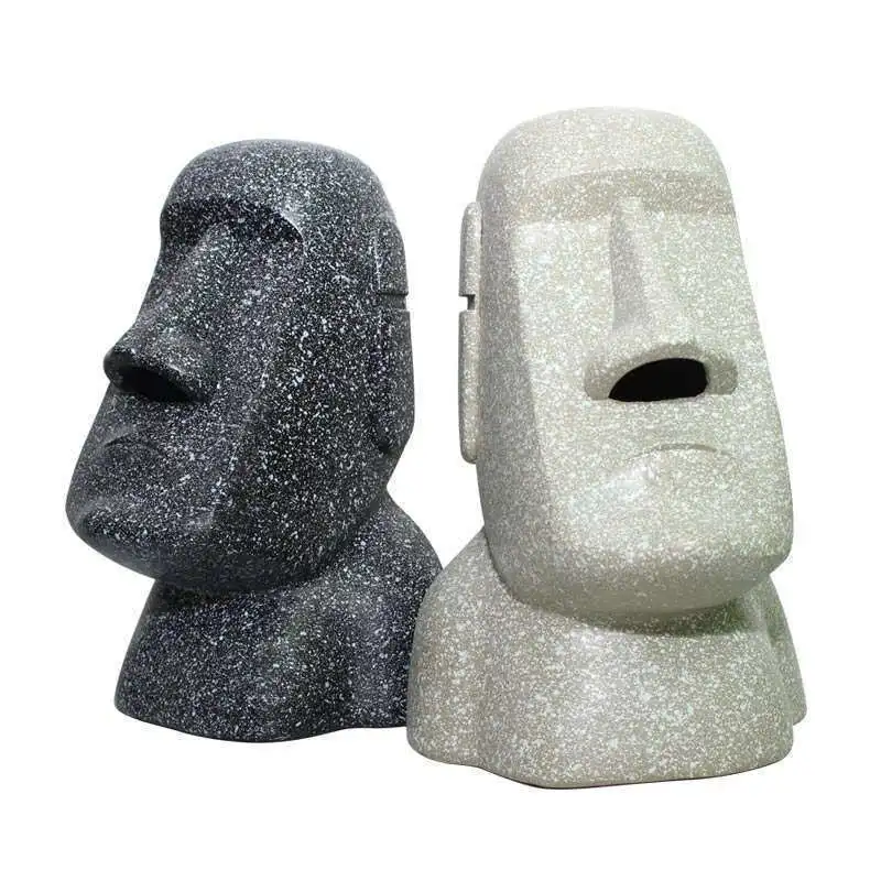 Creative Moai Stone Statue Model Tissue Box Easter Island Moai Stone Napkin Holder Home Decor Office Desktop Furnishing Articles