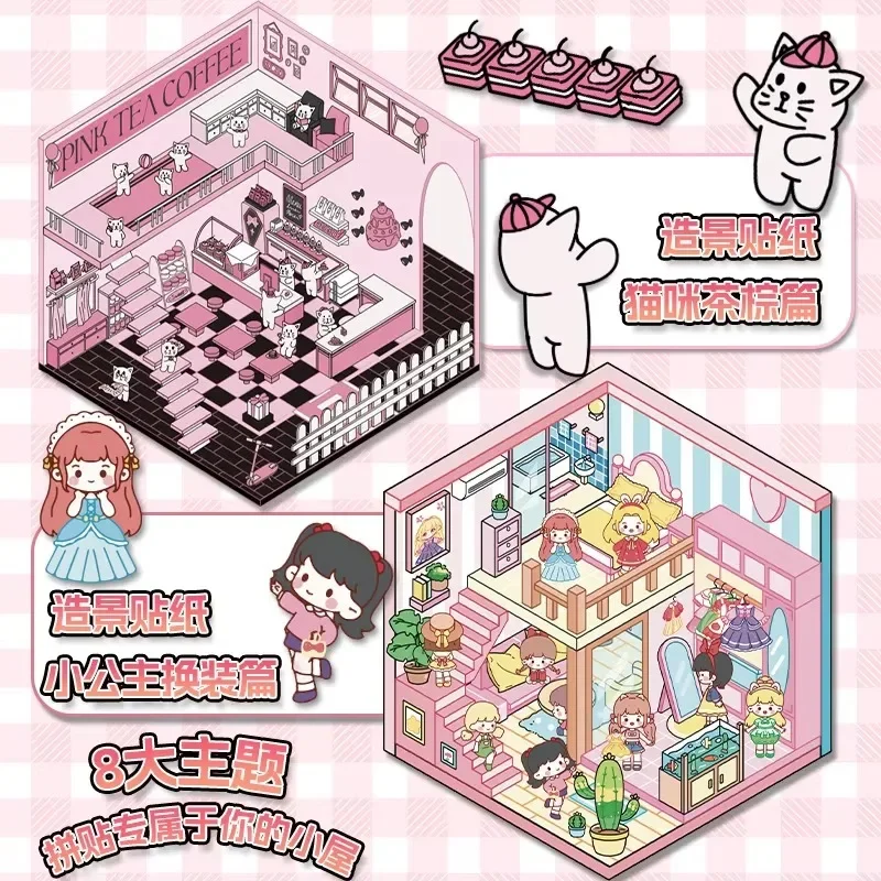 Baby 3D Cute pink Guinea Pig Rabbit Stickers Korean Kawaii Style for Teens Adults DIY Crafts Miniature Play House Stickers Toys