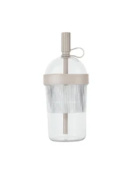Insulated Clear Plastic Travel Tumbler with Straw - Reusable Cold Drink Cup for Home, Camping, Gym, and Commute (Brown)