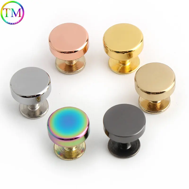 Metal Rivets Studs Round Nail Chicago Screw Leather Craft Belt Strap Rivets Solid Nail  For Craft Wallet Bag Clothes Accessories