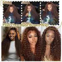 30 pouces chocolat brun vague profonde dentelle avant perruques cheveux humains bouclés 200 densité 13x6 HD dentelle frontale perruque perruque de cheveux humains pour les femmes 5