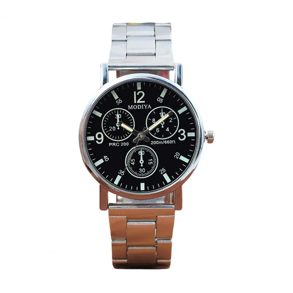 

Steel Strap Men Watch Stylish Men's Quartz Watch with Three Small Dials Alloy Strap High Accuracy Timekeeping for Business