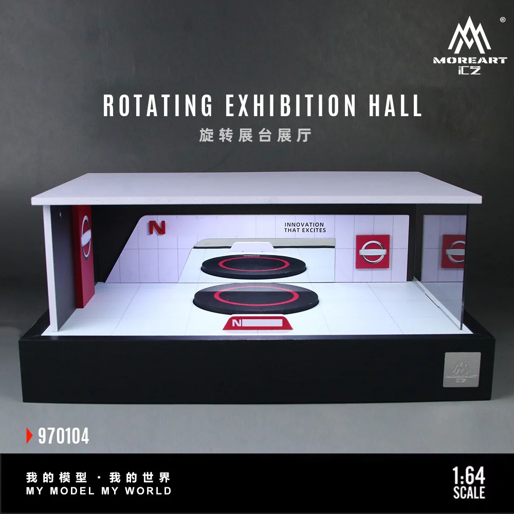 More Art 1:64 Rotating Exhibition Stand Exhibition Hall Scene Model,Parking Lot Diorama For Display&Collection&Gift