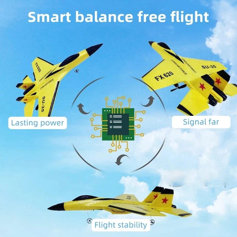 SU35 RC Plane FX620 FX820 2.4G Remote Control Flying Model Glider Airplane With LED Lights Aircraft Foam Toys For Children Gifts 4