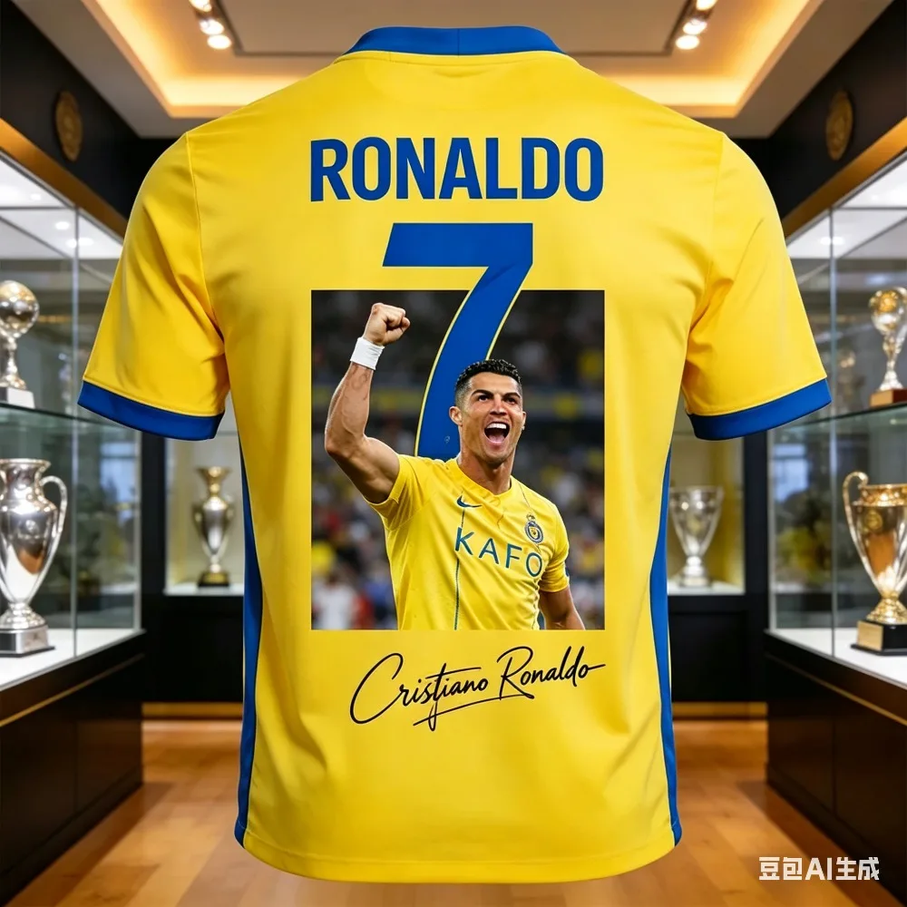 Limitierte Auflage Ronaldo Sommer 3D-Druck Kinder-Outfit Fußballtrikot T-Shirt Geeignet für Alltag und Outdoor-Aktivitäten