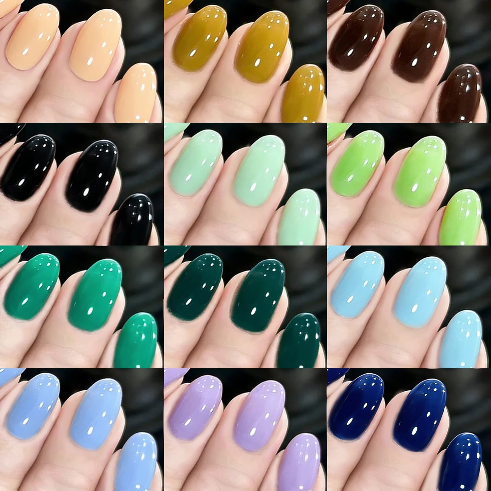 24 Farben (288 Stück) Bunte Kurze Ovale Aufklebenägel Glänzende Einfarbige Vollabdeckung Künstliche Nägel DIY Maniküre Acryl Falsche Nagelspitzen – Detail 8