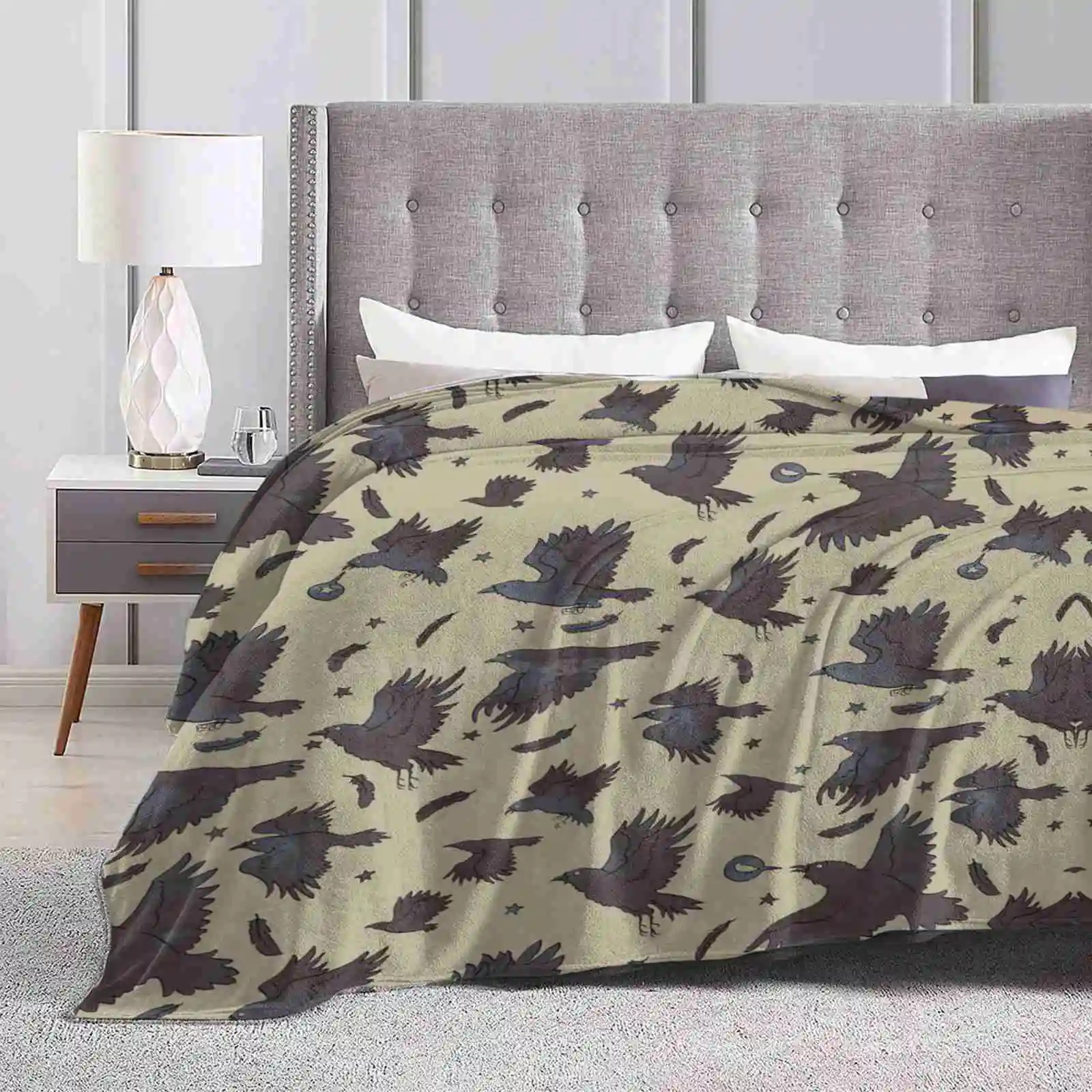 Flight Of Ravens Soft Warm Light Thin Coperta Raven Crow Birds Flock Stars Feathers Fantasy Blue Grey Blackbird Rook Speech