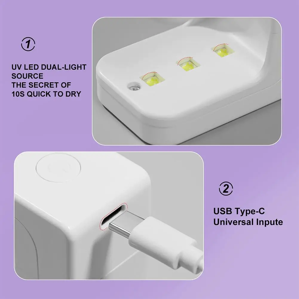 미니 핸드헬드 속건성 네일 램프, 소형 사각형 UV/LED 네일 아트 램프, 휴대용 매니큐어 네일 건조 도구