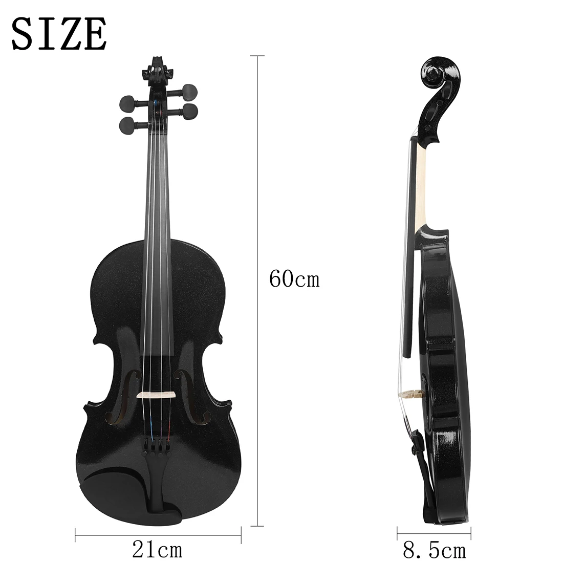 4/4 Violin Solid Wood Acoustic Violin Case & Bow & Rosin Strings Tuner Shoulder Rest Accessories Beginner acoustic violin
