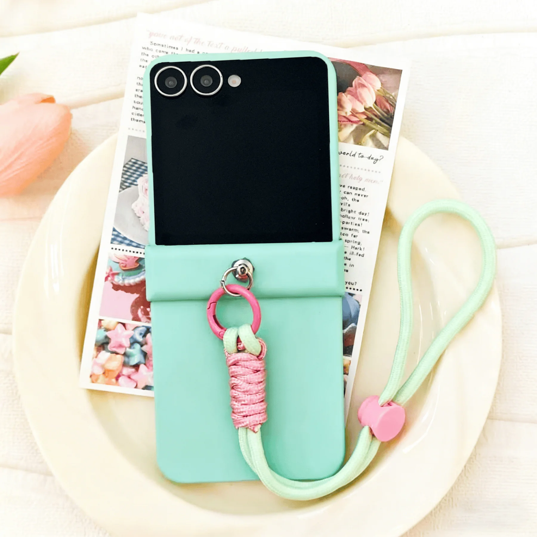 Luxury Korean Solid Color Portable Rope Bracelet Chain Phone Case