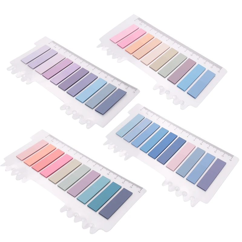 

800 Pcs Sticky Index Tabs, 4 Sheets Morandi Strip Index Tabs, Writable Page Sticky Notes With Ruler For Page Marking