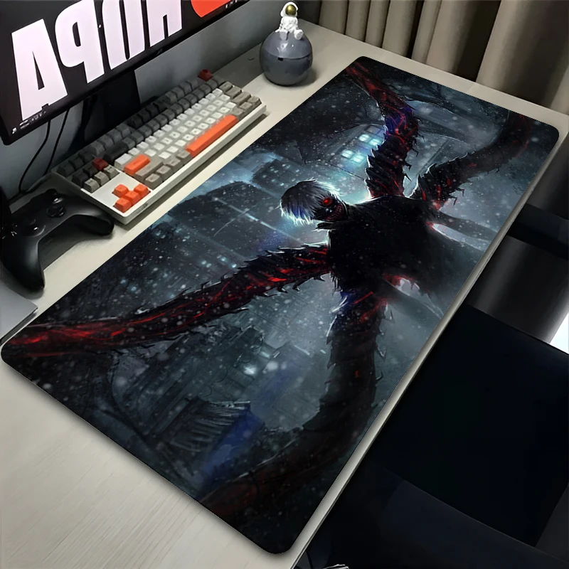 Mouse Pad Office PC Gaming Accessories Keyboard Rug Laptop Kaneki Ken Black And White Mousepad Japan Anime Tokyo Ghoul Desk Mat 2