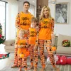 New Halloween Family Pajamas Fashion Orange Grimace Pattern  Family Matching Outfits Parent Mother Kids Festival Home Clothes 1