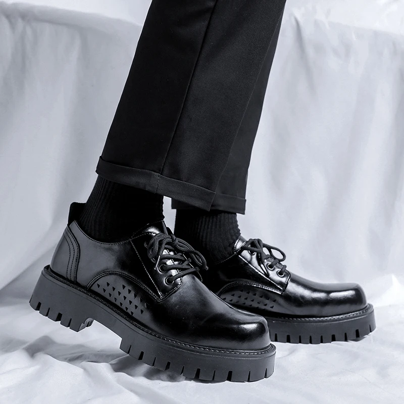 

Luxury Platform Loafers Leather Shoes For Men Designer High-end Quality Men's Shoes Black Male Business Formal Dress Oxfords