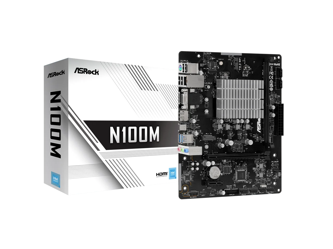 ASRock ũ ATX (280) -, 1 DDR4 DIMM, 2 SATA3, 1 M.2   ھ μ, N100 (ִ 3.4 GHz),.1
