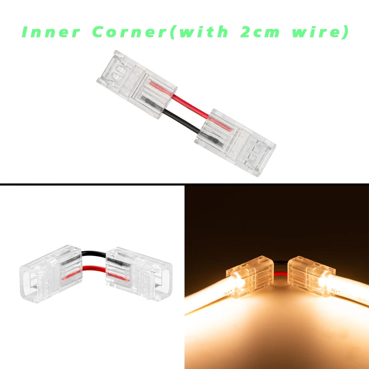 Connecteur de bande LED COB en forme de L, connecteurs d'angle