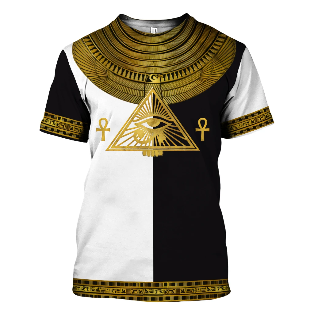 

2022 Summer Casual 3D Printed Egyptian Symbol Eye of Horus T Shirt Men's Women's Short Sleeve Shirts