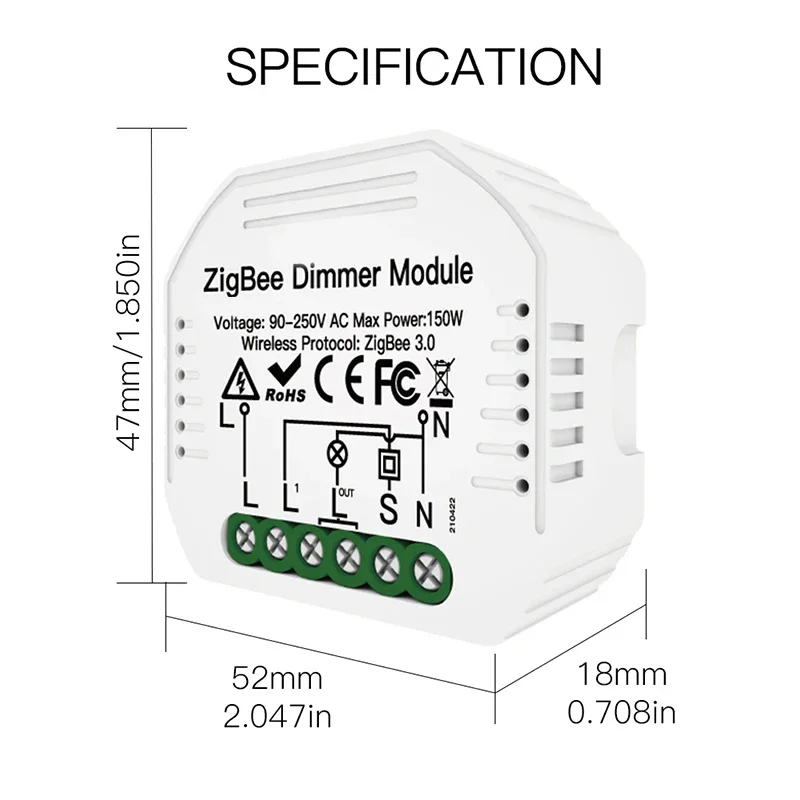 Zigbee 3.0 Wand-Dimmer Universal mit Tasten