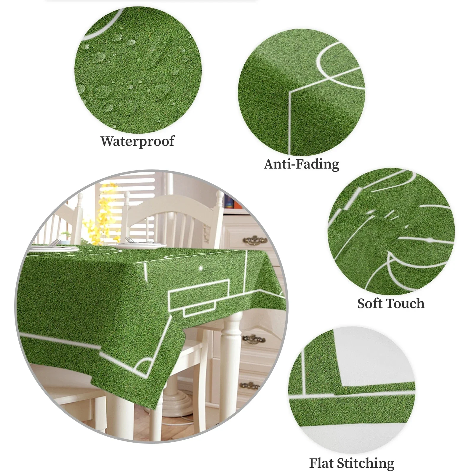 Soccer Balls Football Field Rectangular Tablecloth Table Decor Waterproof Table Cover for Kitchen Party Wedding Decorative 5