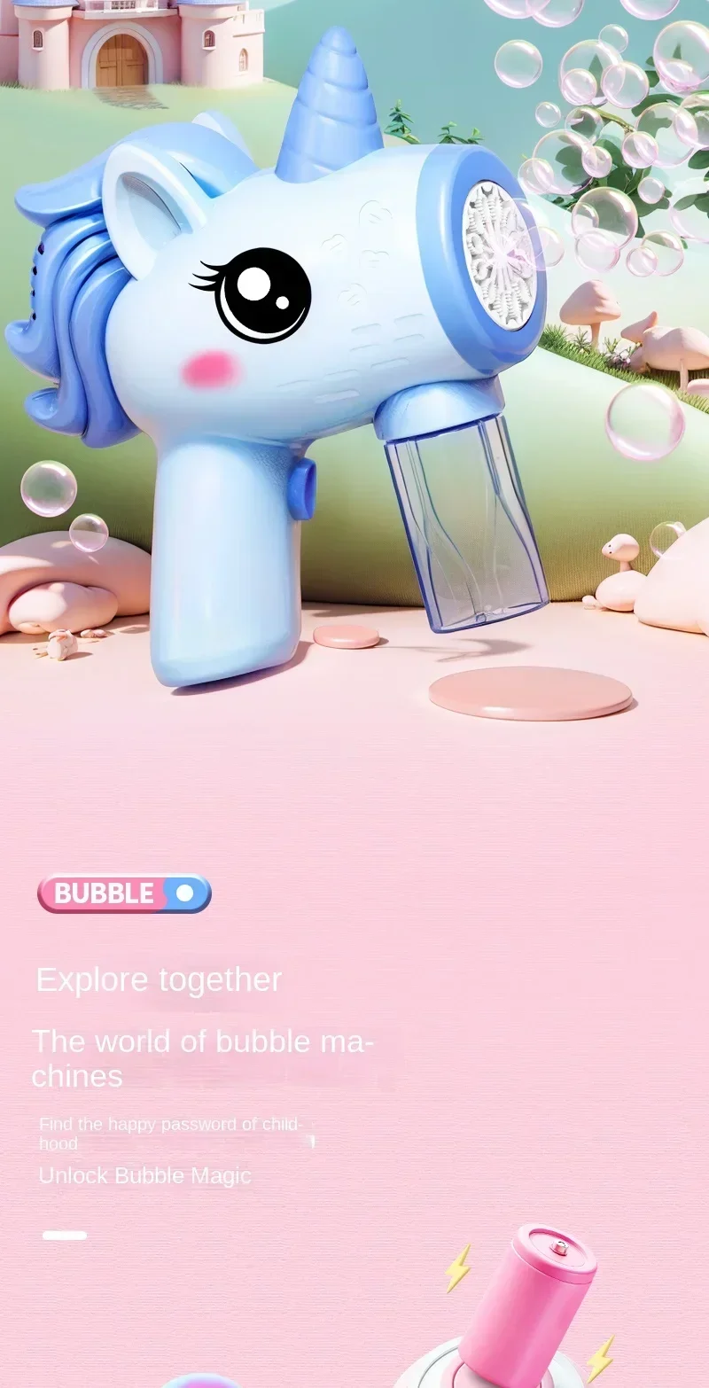 Automatic Unicorn Bubble Machine Soap Blower Outdoor Bubble Gun_voghion.com