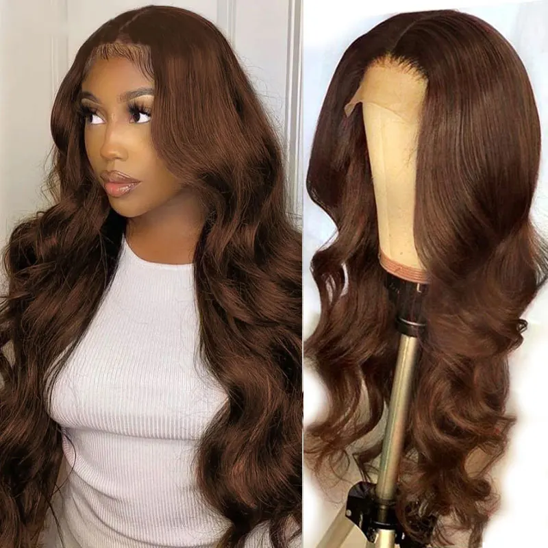 Cheap Colored HD Lace Frontal Wig Body Wave Front Glueless Light Brown Human Hair Wigs For Women Remy T | Шиньоны и парики