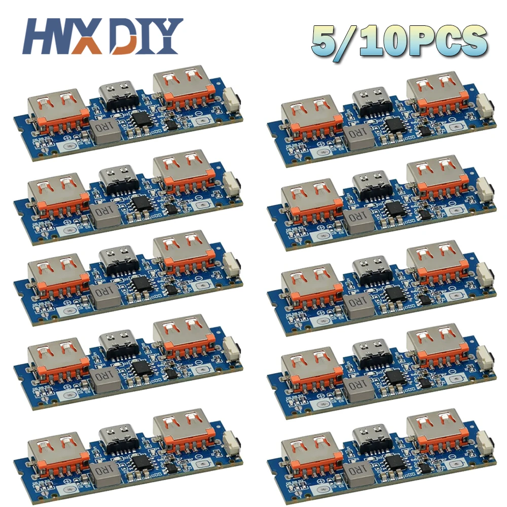 5/10 Stück Lithium-Batterie-Ladegerät-Platine, LED, Dual-USB, 5 V, 2,4 A, Micro/Typ-C, USB, mobile Powerbank 18650-Lademodul