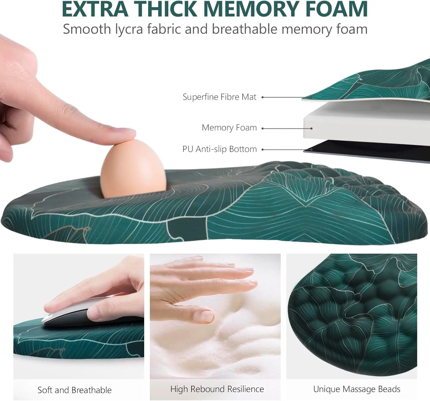 Ergonomic Mouse Pad Wrist Pad Non-slip Keyboard Wrist Rest Support Mat Computer Mousepad Memory Foam Gaming mouse pad for PC