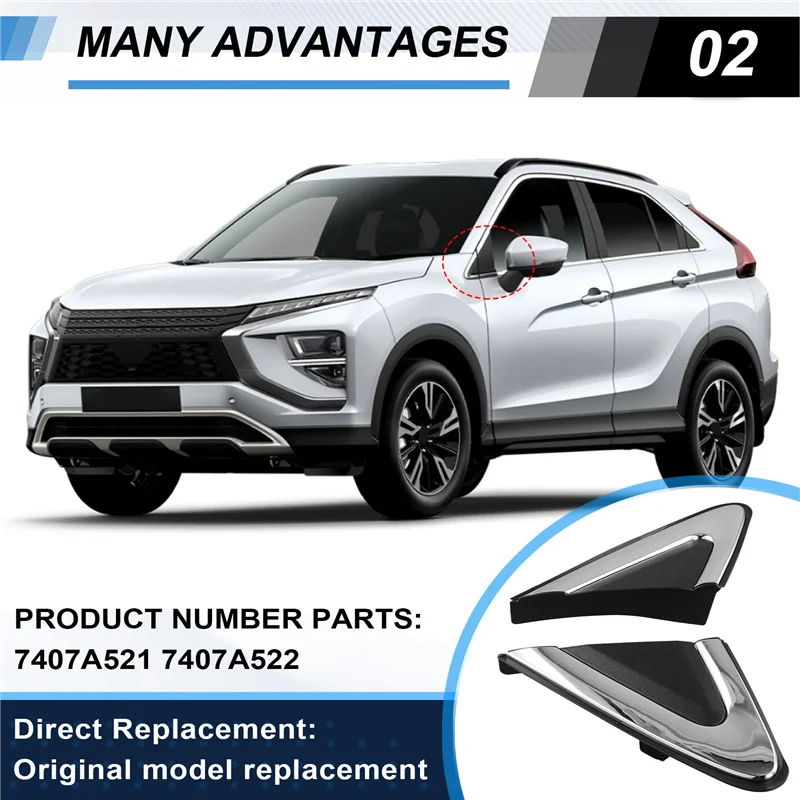 Car Side Mirror Corner Triangle Garnish Panel Window Triangle Plate 7407A521 For Mitsubishi Eclipse Cross -