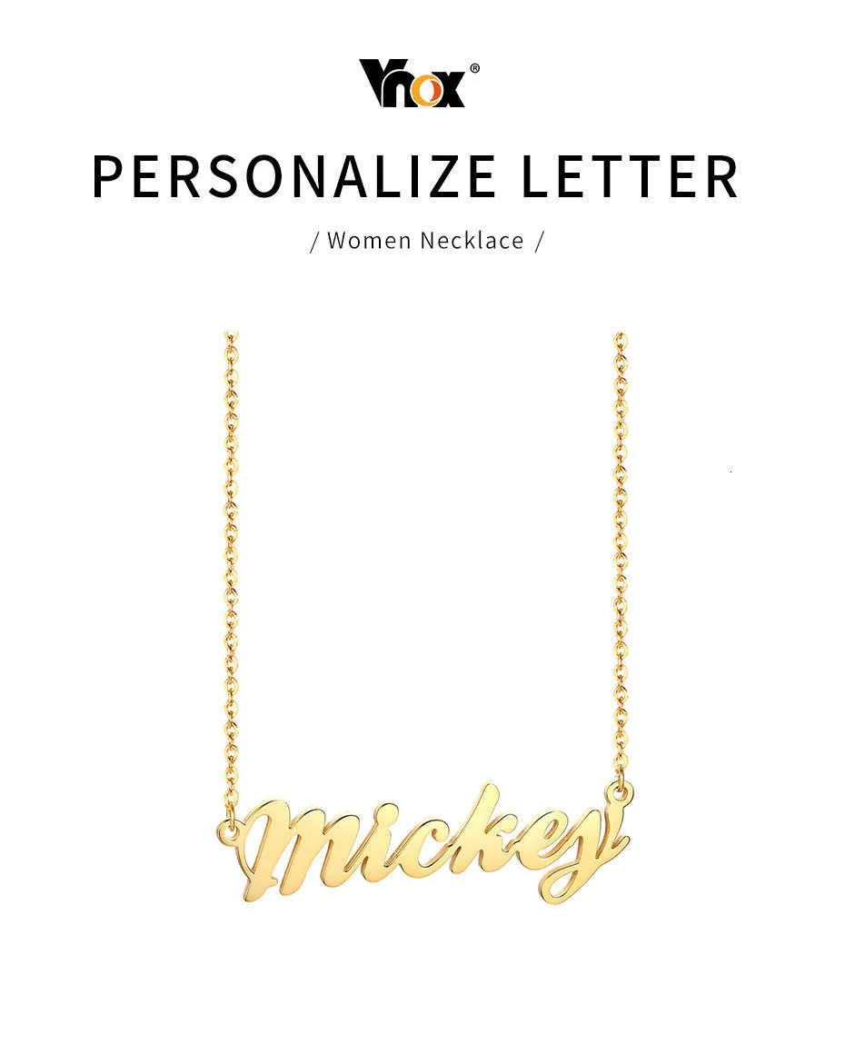 Vnox Personalisierte Name Halsketten Solide Edelstahl Halsreif für Frauen Mode Anhänger Custom Special Einzigartige Geschenk – Detail 3