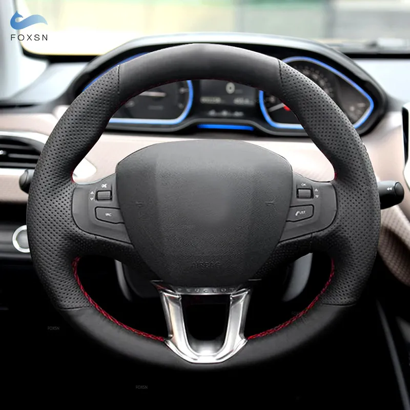 

Автомобильные аксессуары, кожаный чехол на рулевое колесо для салона Peugeot 2008, Peugeot 208, 2014, 2015, 2016, 2017, 2018