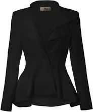 Women Double Notch Lapel Sharp Shoulder Pad Office Blazer