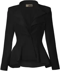 Blazer do escritório da almofada de ombro afiada da lapela do dobro do entalhe feminino