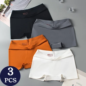 3PCS Mutandine da donna Morbide biancheria intima femminile Pantaloncini di seta Boxer da donna Lingerie da donna Pantaloni di sicurezza Soild Mutande XL 1