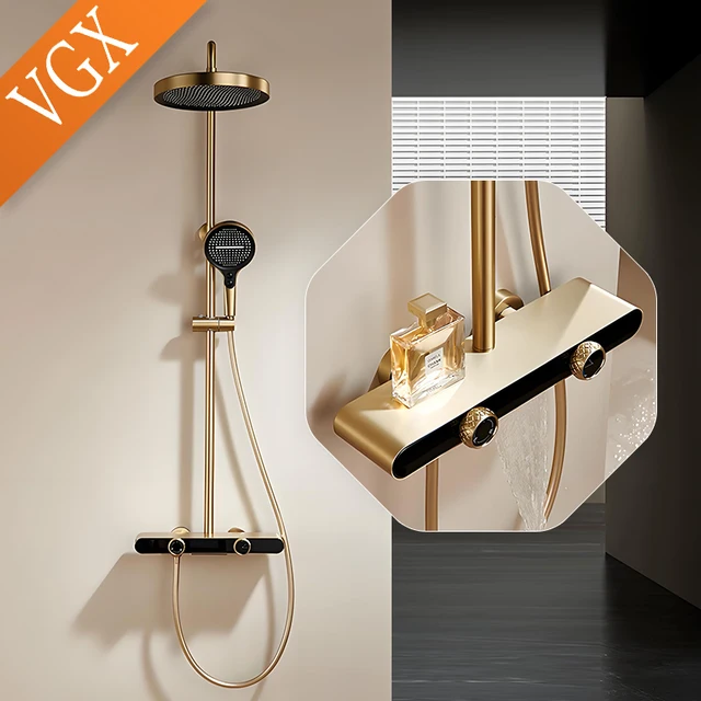 VGX Gold ชุดฝักบัวอาบน้ําชุดก๊อกน้ําห้องน้ําชุดฝักบัวสายฝน 3 ทิศทางชุดฝักบัวอาบน้ําผสมเครนพร้อมชุดฝักบัวมือสีขาว 1