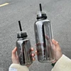 300/500/750ml Large Glass Water Bottle with Straw 2 Lids Clear Kawaii Drinking Bottle Leakproof Iced Coffee Cup for Woman Girl 4