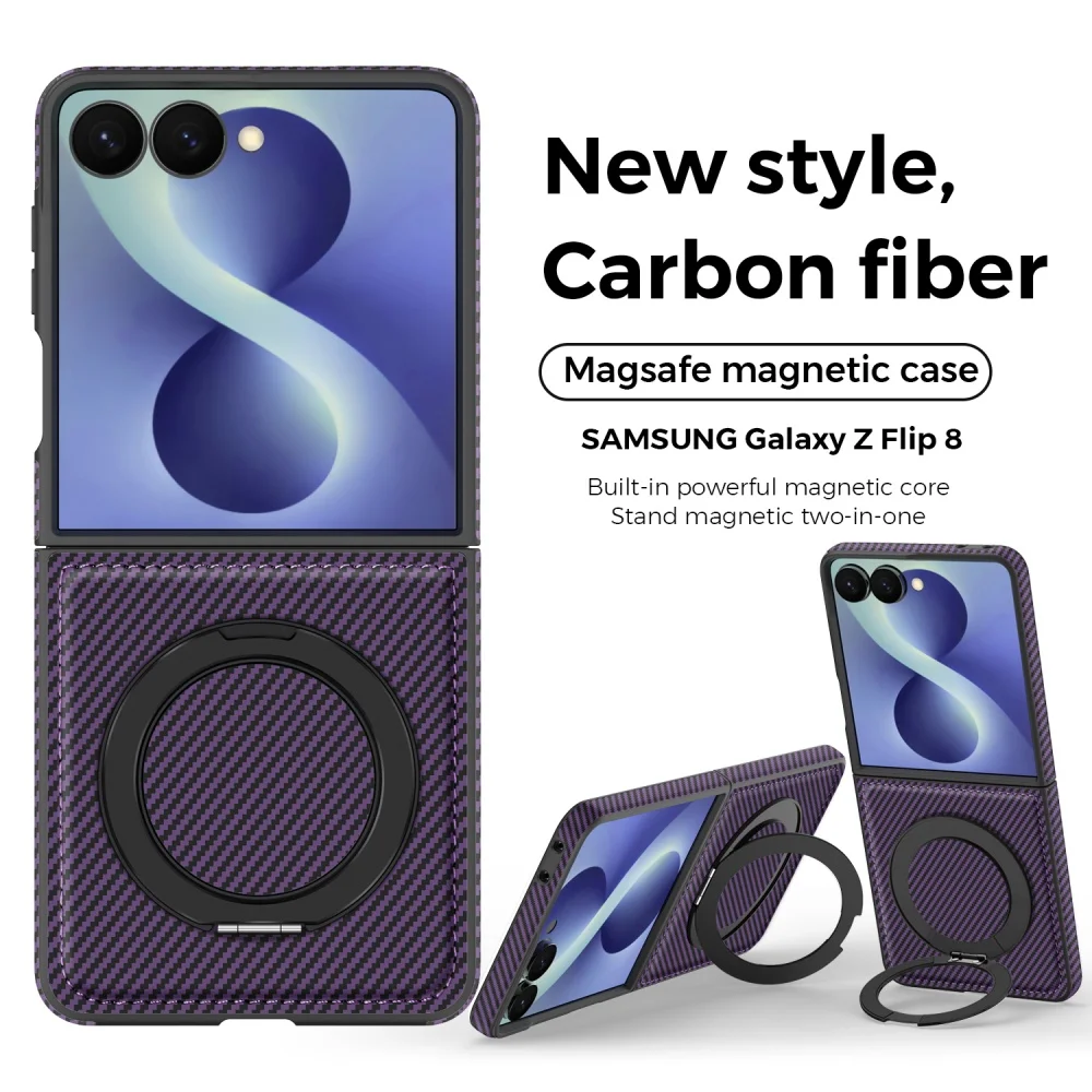 Magnetic Carbon Fiber Kickstand Phone Case with Hinge Protection and Magsafe Holder Compatibility