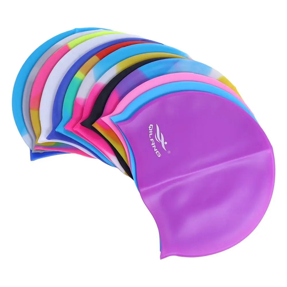 Men and Women High Elastic Long Hair Swim Cap Silicone Flexible Waterproof Swimming Cap Swim Pool Hat Bathing Cap Swimming Hat 5
