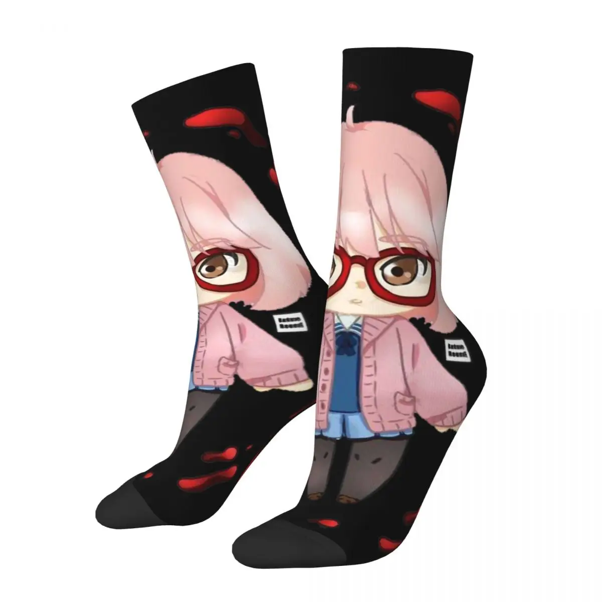 

Men's compression Socks Kuriyama Mirai Retro Harajuku Beyond The Boundary Hip Hop Novelty Pattern Crew Crazy Sock Gift Printed