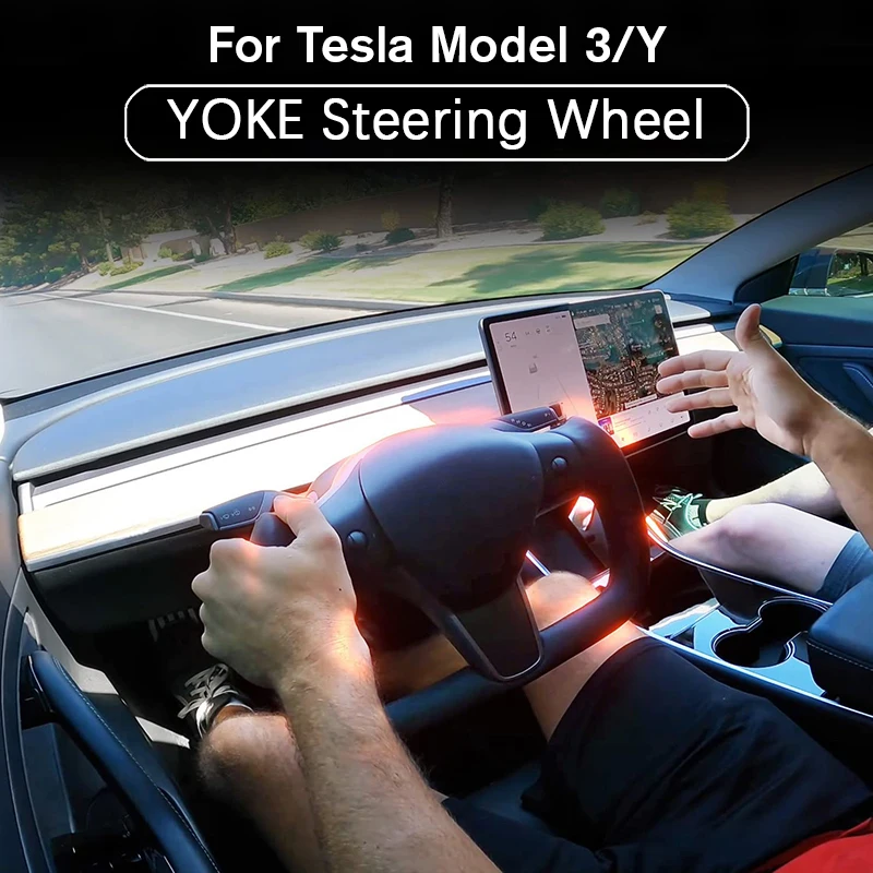 For Tesla Y 3 Yoke Steering Wheel Heating Optional Personalized Matte and Glossy Carbon Fiber Model 3 Y car steering wheel accessories