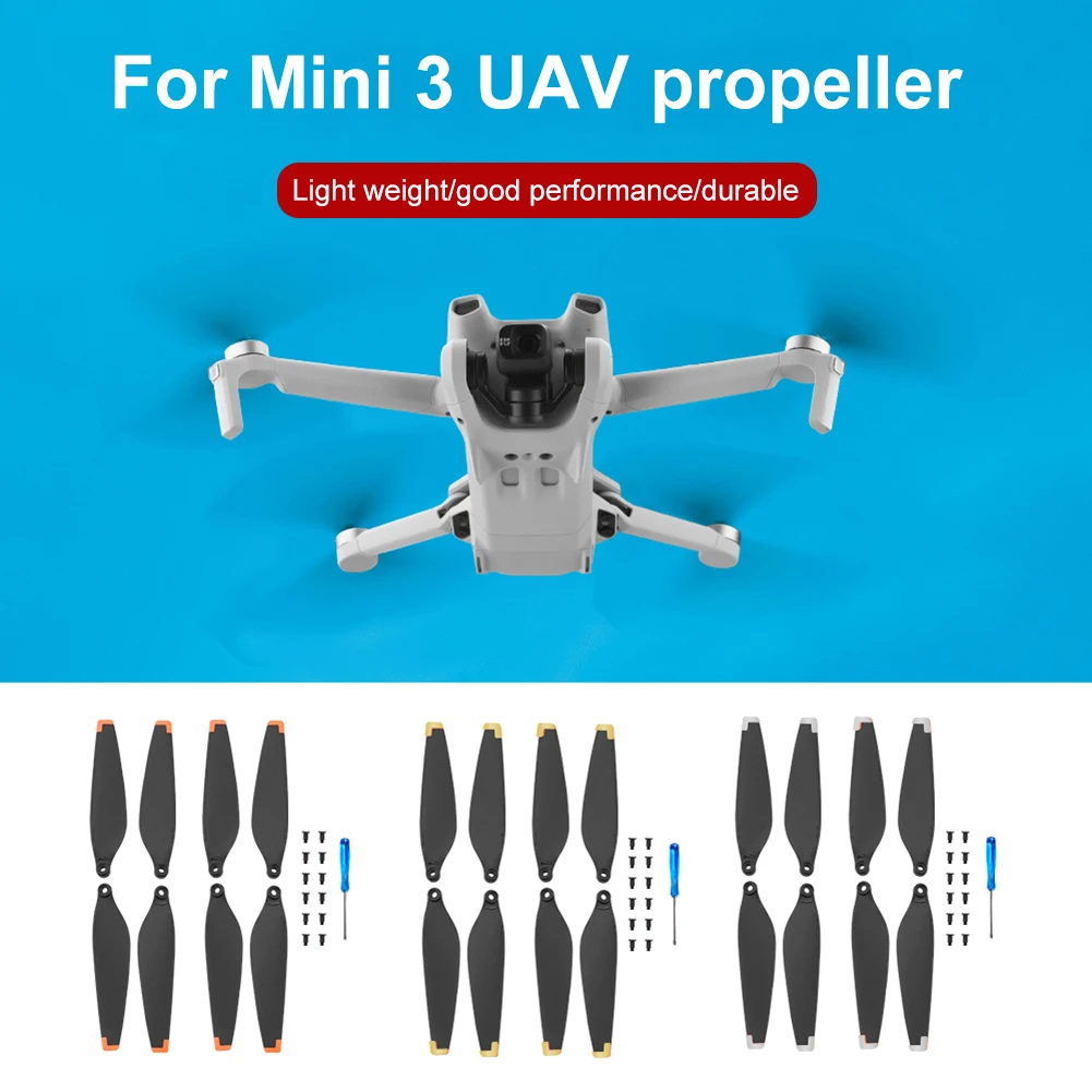 2 Pairs Props Blade Wing Fans Spare Parts PC Drone Props Blade Replacement with Screwdriver Screw Accessories for DJI Mini 3