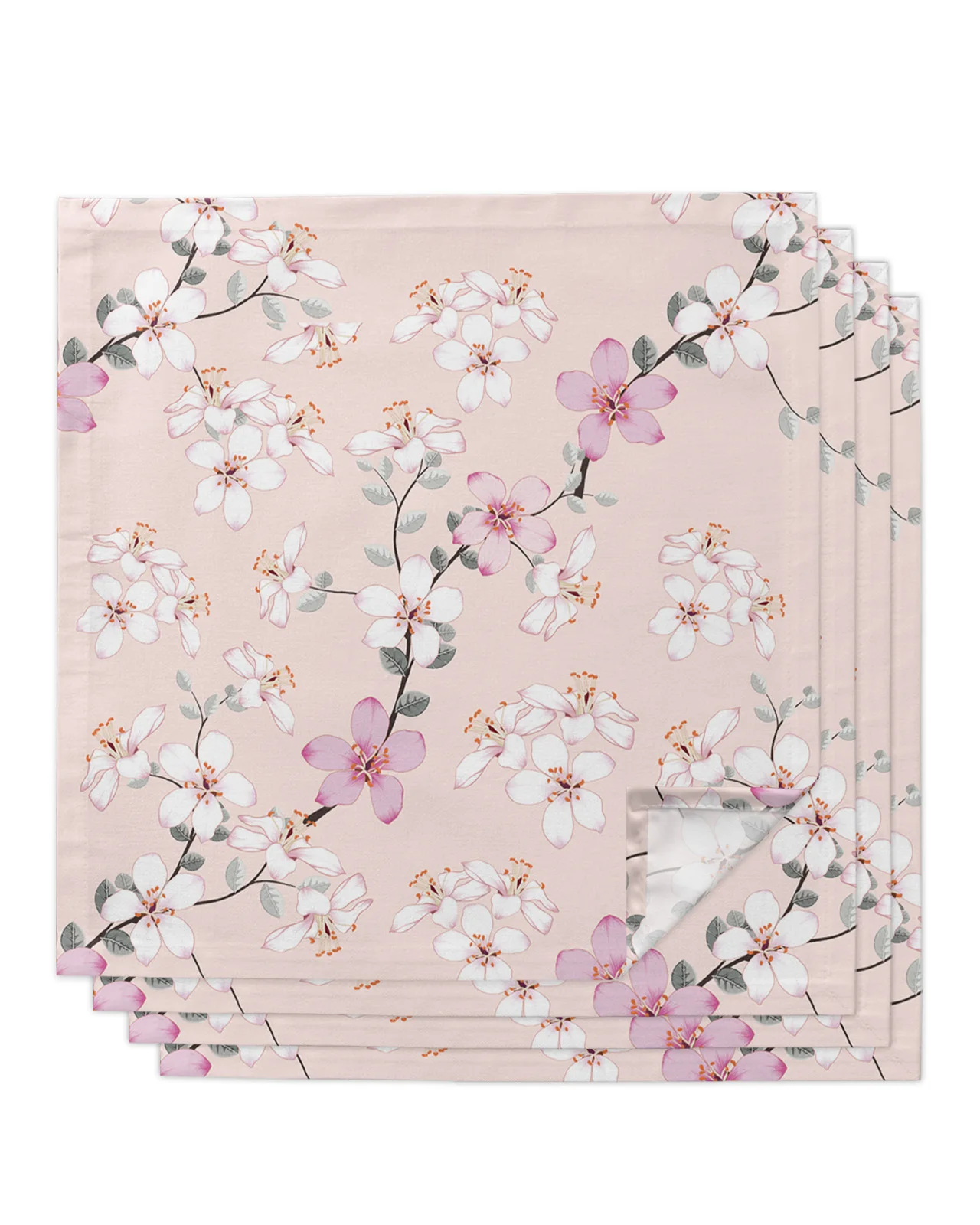 꽃 복숭아 꽃 핑크 스퀘어 50cm 테이블 냅킨 파티 웨딩 장식 테이블 천으로 주방 저녁 식사 서빙 냅킨 4 피스 