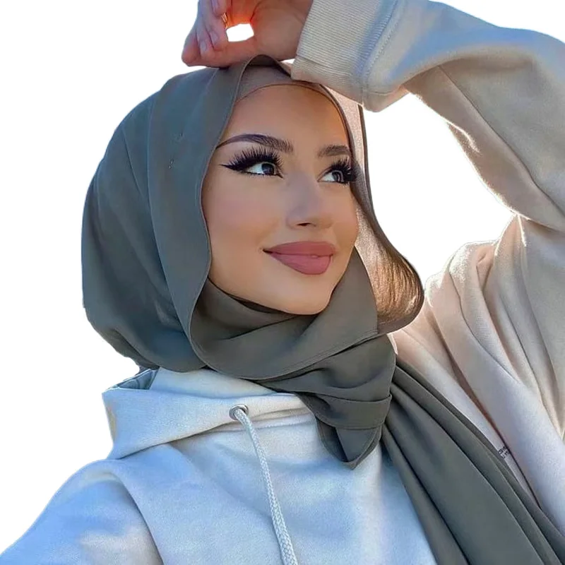 Ramadan Muslim Chiffon Hijabs For Woman Plain Color Headscarf Long Shawl Scarf muslim headwear head scarf shawl scarf hijab headscarf
