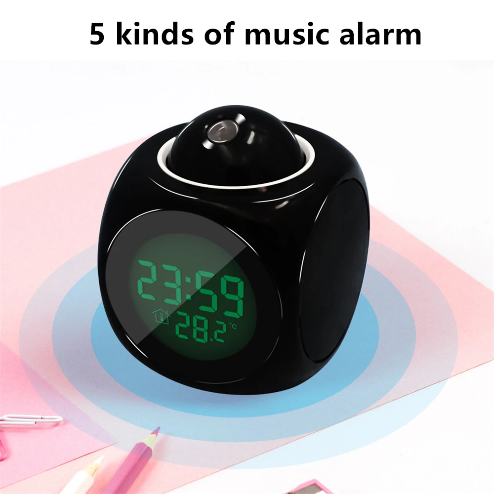 

Led Large Display Clock Projection Alarm Clock For Bedroom Study Room Electronic Clock with Temperature